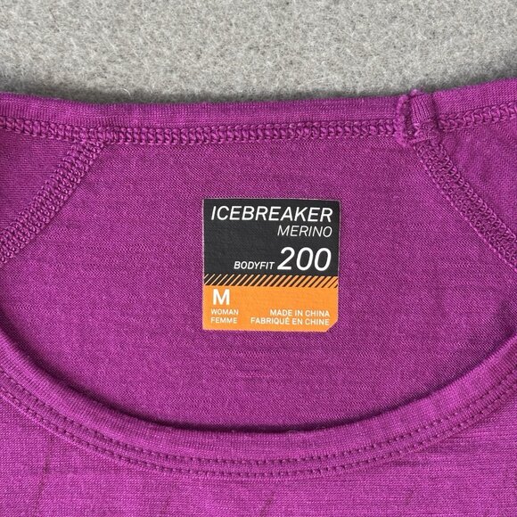 Icebreaker Merino 200 Bodyfit Long Sleeve Thermal Top Feather Purple Size Medium - Picture 9 of 14